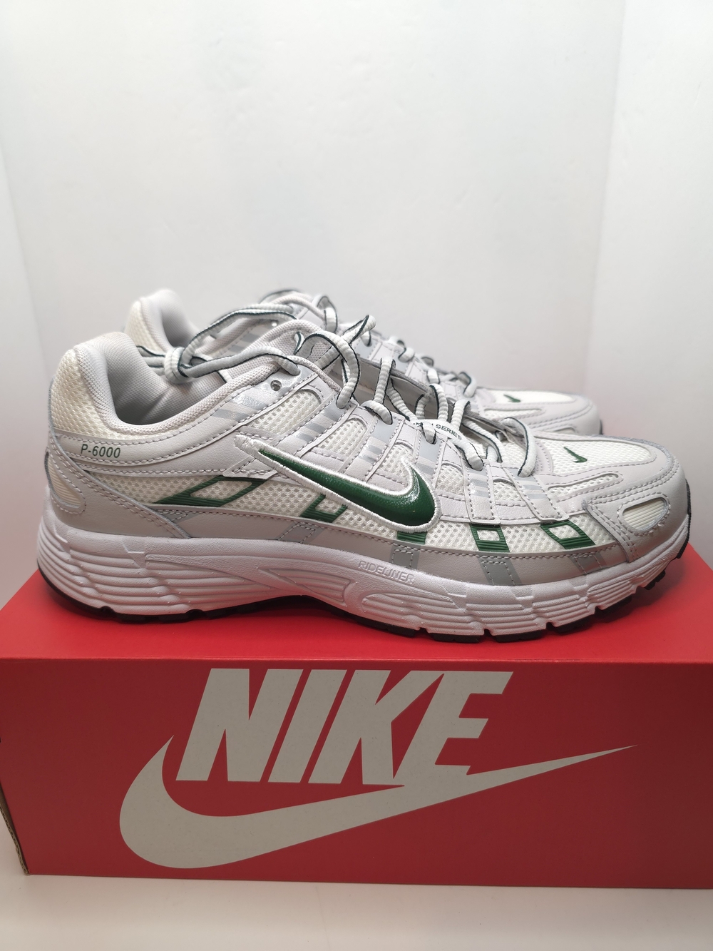 Nike P-6000 Women's White and Green Athletic Sneakers